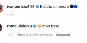 佩里西奇社媒称曾效力国米是种荣誉，卢卡库回复：我的好兄弟