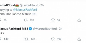 球迷让拉什福德宣布桑乔加盟曼联，拉什福德答复：Yes