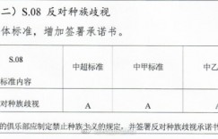 足协准入将种族歧视C标改为强制的A标，必须提交反种族歧视承诺书