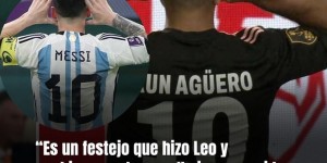 ?阿圭罗业余赛进球后，模仿梅西对范加尔的庆祝动作