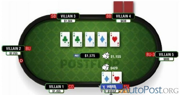 德州扑克使你构成底大两对的翻牌面-1