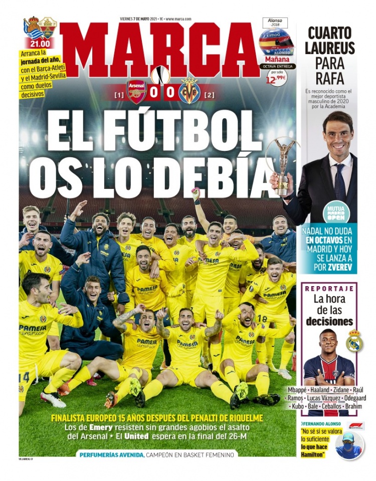 西甲今日头版:格子苏牙将双双面对旧主 齐达内在思考未来