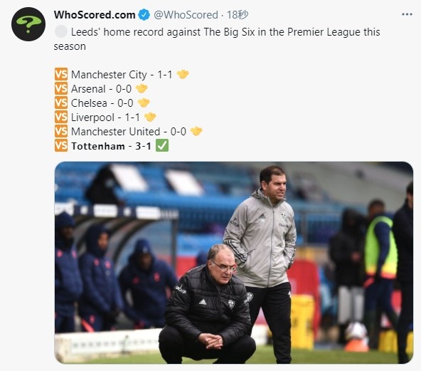 得夸！利兹联单赛季主场面对传统“big6”保持不败