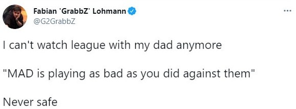 G2教练GrabbZ：我没法再跟我爸爸一起看比赛了