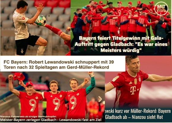 德甲今日头版：拜仁实现德甲九连冠 俱乐部期盼球迷回归球场