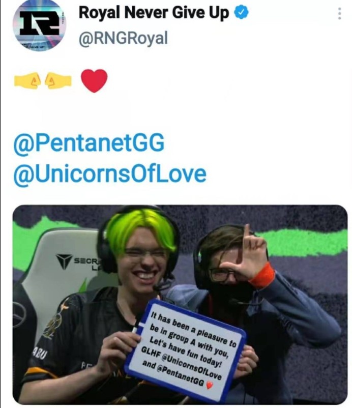 RNG官推整活：PGG、UOL今天你们要玩的开心哦