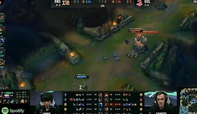 LMS解说看RNG19分钟推平UOL:Wei的兰宝 打得好凶喔