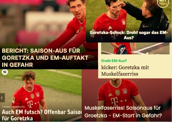 德甲今日头版:格雷茨卡将休战数周 德国杯决赛是主帅的对决