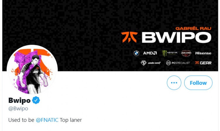 FNC上单选手Bwipo个人简介改成了前FNC上单选手