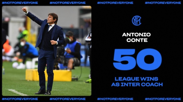 5-1大胜桑普,孔蒂喜迎国米执教生涯意甲联赛第50胜