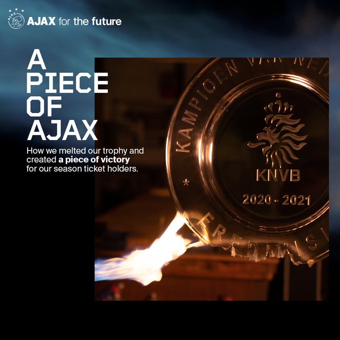 阿贾克斯将荷甲冠军奖杯融化 制成星型纪念品分发给季票持有者