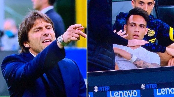 ?替补登场又被换下，劳塔罗怒踢水瓶+与孔蒂激烈对线