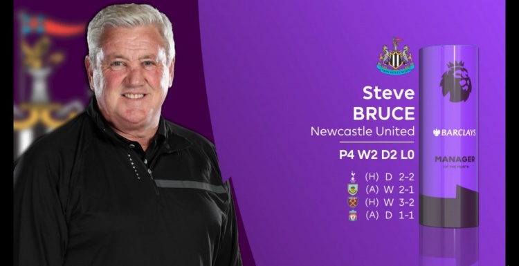 官方：布鲁斯当选英超4月最佳主帅