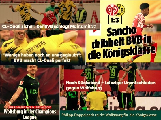 德甲今日头版:莱比锡成为联赛亚军 克洛泽夏天离开拜仁