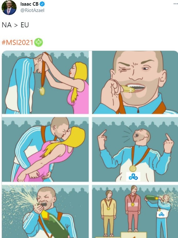 整活开始！英文解说Azael赛后发图恶搞：NA > EU