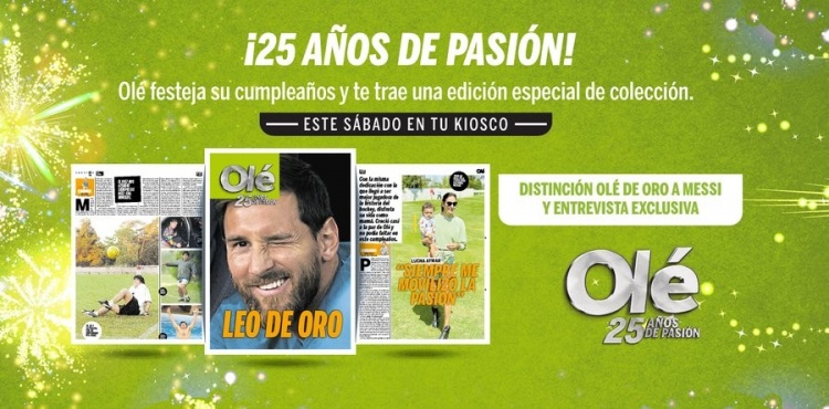 为庆祝成立25周年，奥莱报将在本周末发布梅西专访