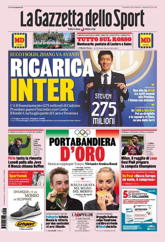 意甲今日头版:国米重新拧上发条 皮尔洛命悬一线