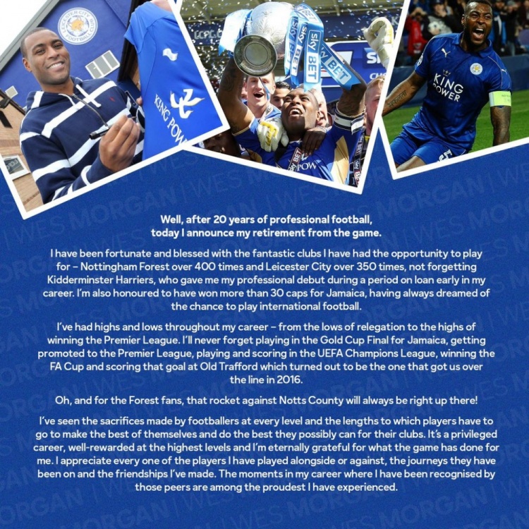 维斯-摩根告别信：荣幸拥有这样的职业生涯，感激足球带来的一切