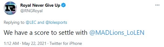 秋后算账？RNG官推为MAD“加油”：我们有账要算！