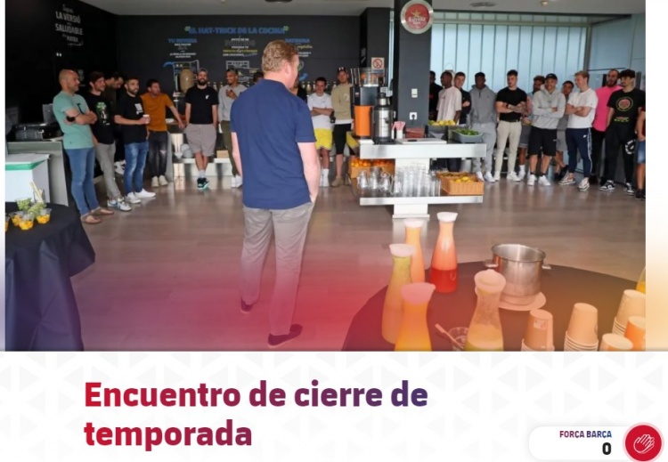 巴萨官方：一线队一起吃早餐，总结赛季然后开始放假