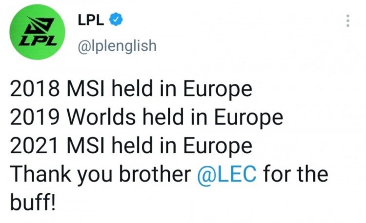 杀人诛心 LPL官推整活:谢谢你 欧洲好兄弟?