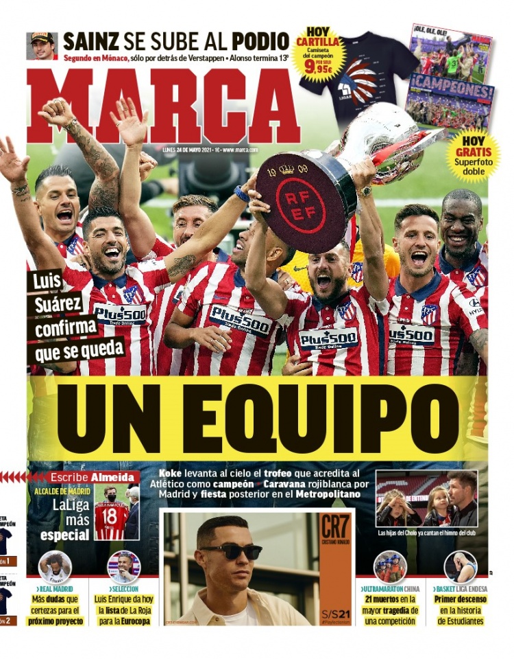 西甲今日头版:马竞夺冠庆典纵情狂欢 巴萨迎来决定性的一周