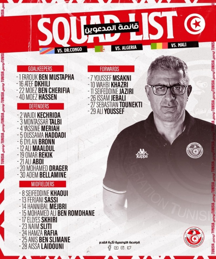 突尼斯公布新一期大名单：曼联小将汉尼拔入选