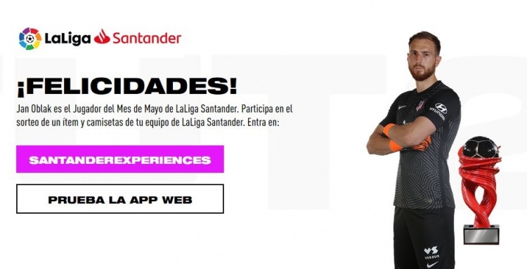 官方：奥布拉克当选西甲五月最佳