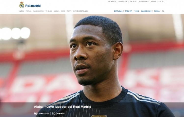 官方：阿拉巴自由身加盟皇马，双方签约至2026年