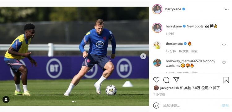 金靴穿金靴！凯恩晒个人定制新球鞋