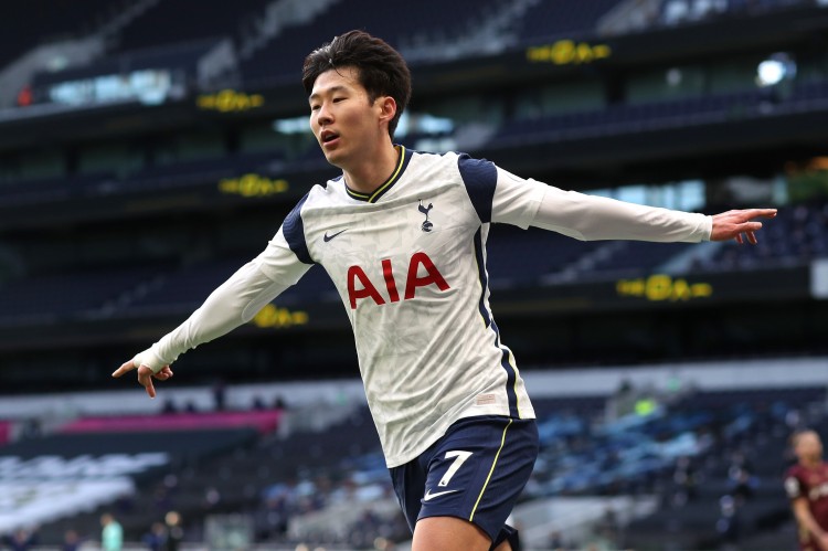 孙兴慜已打进70粒英超进球，成为第五位达成这一纪录的热刺球员