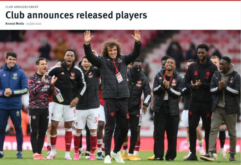 阿森纳官方:塞巴略斯、路易斯、厄德高、瑞恩合同到期将离队