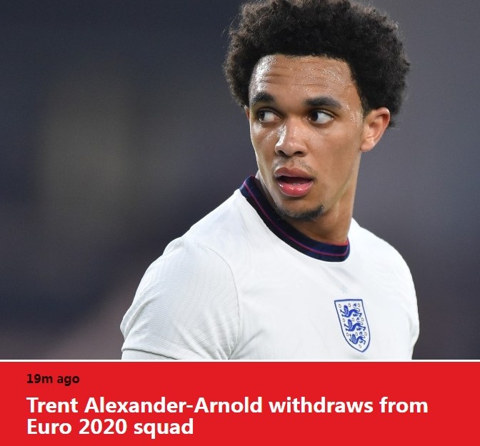 官方：阿诺德因伤无缘本届欧洲杯，补招人选待定