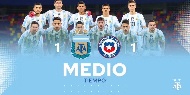 半场-梅西点射桑切斯扳平  阿根廷1-1智利