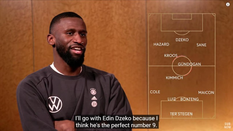 吕迪格评队友最佳阵：科尔、麦孔两翼齐飞，阿扎尔、萨内任边锋