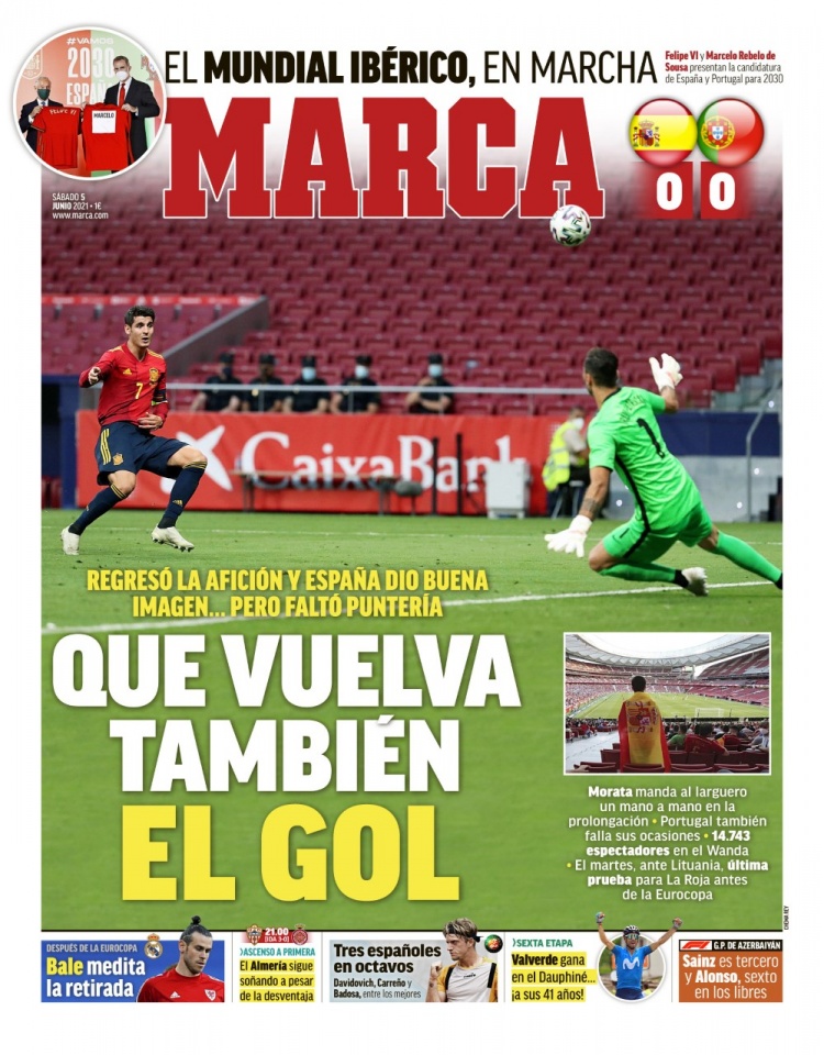 西甲今日头版：西班牙只是缺少进球 巴萨左后卫引援首选加亚