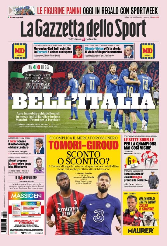 意甲今日头版:蓝衣军团准备好了 C罗试图告别尤文