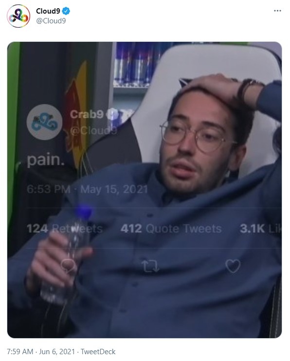 C9夏季赛开局两连败 官推再次祭出教练“两眼无神”图