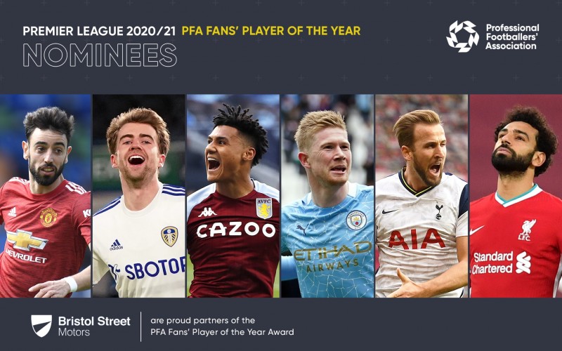 PFA球迷票选年度最佳球员候选：德布劳内、B费、萨拉赫、凯恩在列