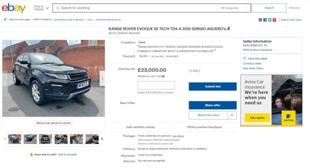 太阳报：抽中阿圭罗路虎的曼城员工将车出售，卖了2.3万英镑