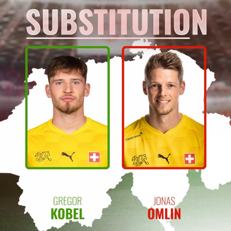 瑞士国家队官方:门将奥姆林受伤,科贝尔被临时征召