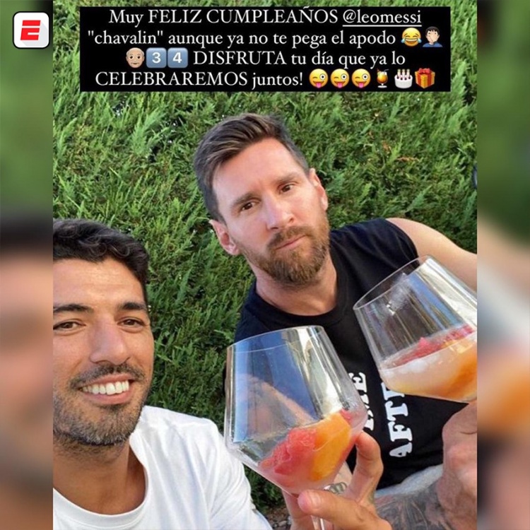 苏亚雷斯INS晒照为梅西庆生:享受属于你的一天吧
