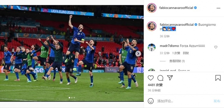 卡帅为马队庆生,并庆祝意大利晋级:大家早上好啊??