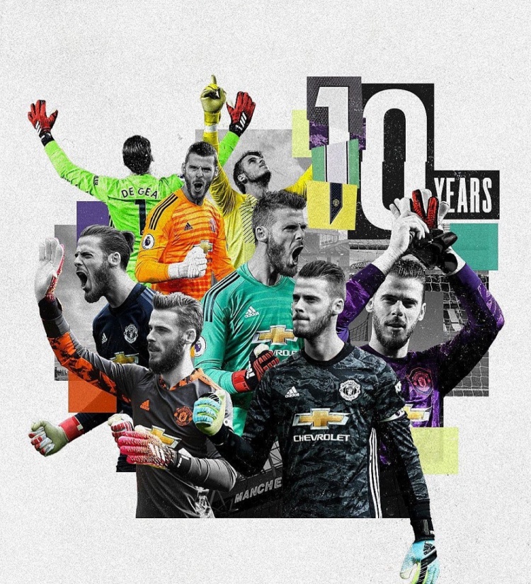 德赫亚社媒晒出不同时期拼接照片,庆祝加盟曼联十周年