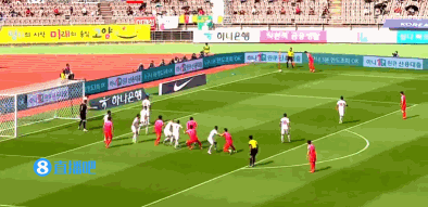 韩国队通过角球破门扳平比分,韩国1-1黎巴嫩!