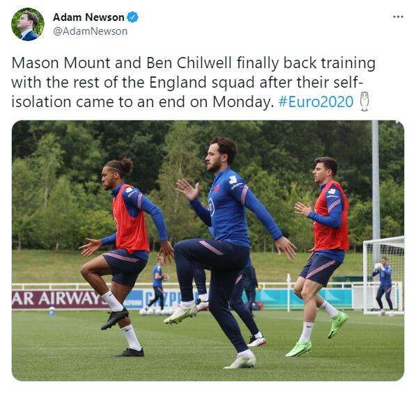 记者：芒特和奇尔维尔已于当地时间周一结束隔离，恢复全队合练