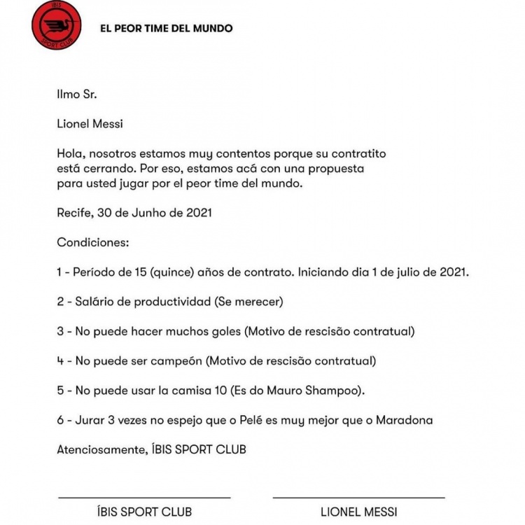 巴西球队为梅西‘提供’合同：不能进太多球 要承认贝利强于老马