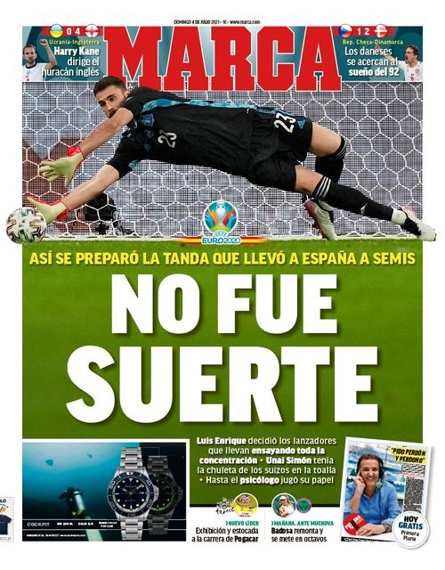 西甲今日头版：西班牙点球取胜不是运气 恩里克是斗牛士军团巨星