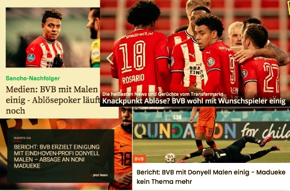 德甲今日头版:多特和马伦达成一致 纳帅上任前拜访赫内斯