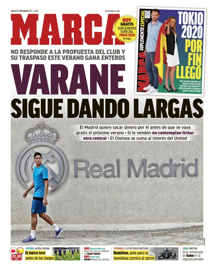 西甲今日头版:瓦拉内依然没回应皇马报价 巴萨想与4人降薪续约